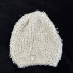 Betsy Johnson Cozy White Knit Beanie with Sequins